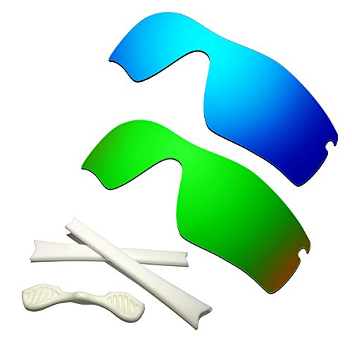 Verres polarisés bleu vert anti-reflet et kit élastomère blanc pour Oakley Radar Path