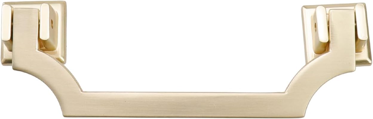 4 Piece Cabinet Handle Pulls, Brass Brushed Cabinet Handle 96mm/3.78" Hole Spacing Zinc Alloy Drawer Knobs, Gold