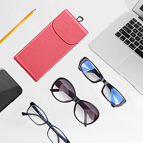 Image of FINTIE Double Glasses Case with Carabiner Hook, Portable Vegan Leather Eyeglass Case Anti-scratch Sunglasses Pouch