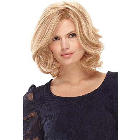 Royalfirst Wigs for Women Blonde Hair Medium Length Wavy Curly Synthetic Hair Full Wigs Cover