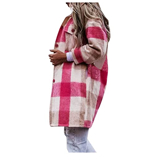 Manteau long en laine chaud contre le froid style nœud irrégulier pour femme rose S