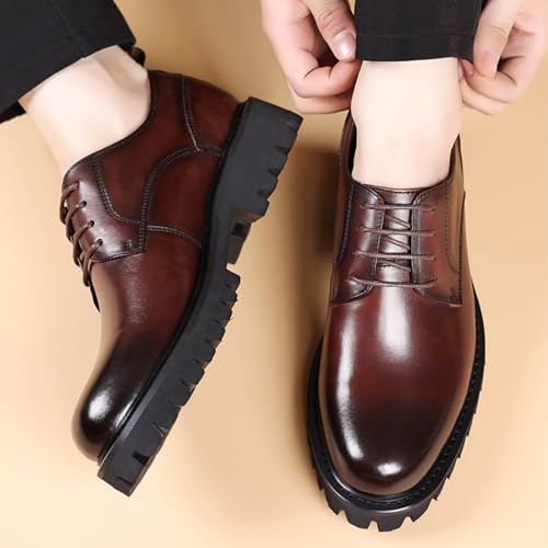 Men's Patent Leather Platform Oxford Shoes Classic Lace-up Lug Sole Business Dress Shoes Casual Block Heel Soft Bottom Comfortable Formal Oxfords4