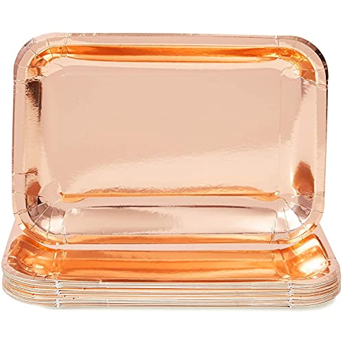 Sparkle And Bash Rose Gold Foil Paper Serving Trays For Parties (9 X 13 In, 24 Pack) #TOP5