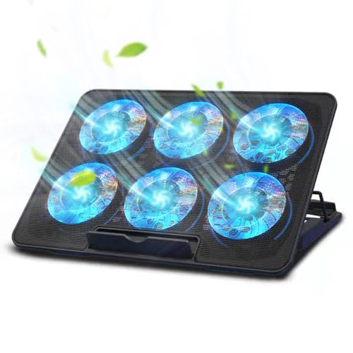 Laptop Cooling Pad Necomi Laptop Cooler Stand with 6 Quiet Cooling Fans and 6 Height Adjustable Dual USB Powered Gaming Laptop Cooling Stand for 12-17 Inch Laptop Computer