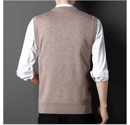 Men's Wool Knitted Sweater Vest V-Neck Sleeveless Pullover Solid Color Business Outwear3