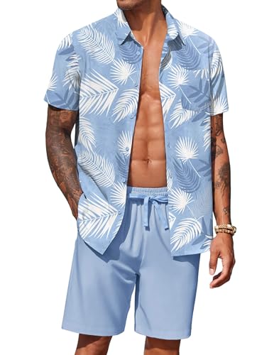 Tenue hawaïenne 2 pièces ensemble assorti imprimé floral boutonné homme