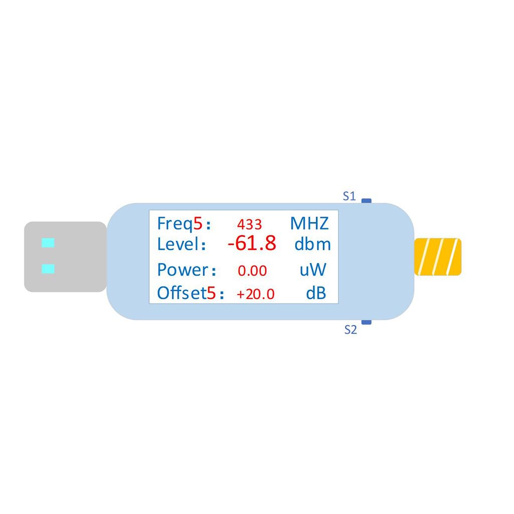 JMT USB RF 5V Power Meter 100K to 10GHz, -55 to +30dBm with 0.96-inch TFT Display for PC Configure, V3.0 Version (Power Meter)