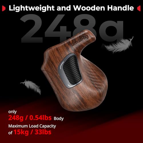 Image of SMALLRIG Rotating Left-Side Wooden Handle for ARRI Rosette, Load Capacity to 15kg / 33lbs, Flexible Position Adjustment, Ergonomic Design & Anti-Slip Design