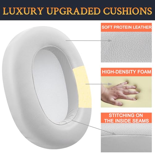 Image of SOULWIT Protein Leather Replacement Earpads for Sony ULT WEAR /WH-ULT900N (WHULT900N) Over-Ear Noise Canceling Headphones, Ear Pads Cushions with Noise Isolation Foam - ULT WEAR PL White