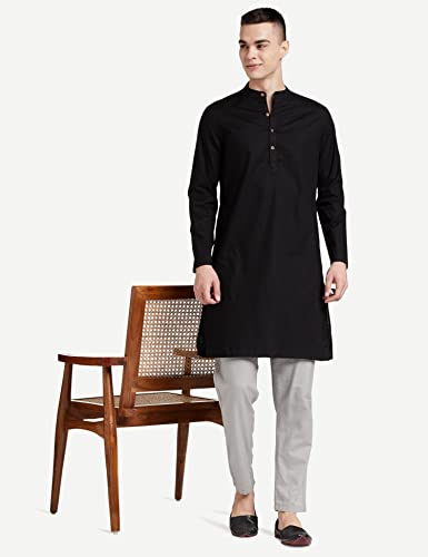 Image of Amazon Brand - Symbol Men's 100% Cotton Solid Long Length Casual Kurta - Regular Fit (Available in Plus Sizes)