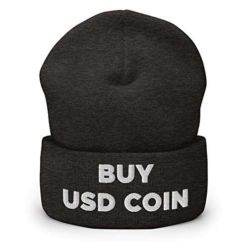 Hogue WS LLC Buy USD Coin Hat (Embroidered Cuffed Beanie) USDC Stablecoin Crypto Gift Dark Grey