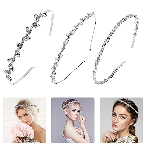 SIYINGSAERY 3 Stück Brautstirnband Hochzeit Tiara Faux Perlen Strass Kopfband Strass Prinzessin Stirnband Braut Haarband Tiara Haarbänder Elegante Hochzeitsaccessoires für Hochzeit/Proms/Parteien Cover