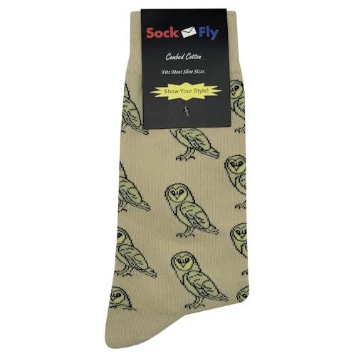 Barn Owl Dress Socks Funny Novelty Crazy Fun Design Men Size 8-12 Cotton Casual Crew Colorful Funky Fancy Socks Gift for Men4