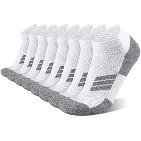 COOPLUS 8 Pairs Mens Cushioned Ankle Socks Moisture Wicking Athletic Running Low cut Sports Socks Cover