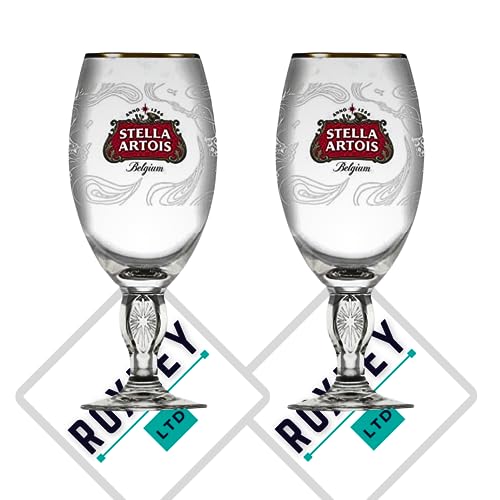 Roxley Stella Cambodia - 2 vasos de cristal de media pinta con borde dorado | 33 cl Stella Glasses |