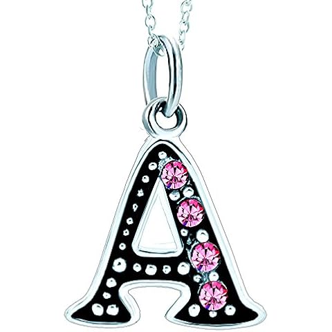 LovelyJewelry Initial Pink Letter A Alphabet Initial Charms Bead Necklace Pendant Cover
