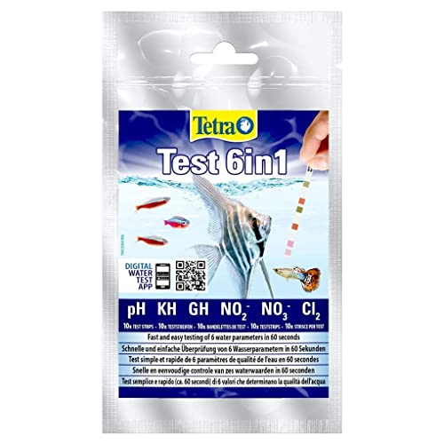 Tetra 6 in 1 Wassertestset (10 Streifen) für Süßwasseraquarien und Teiche - Hochgenaue Teststreifen - Einfach und schnell zu verwenden
