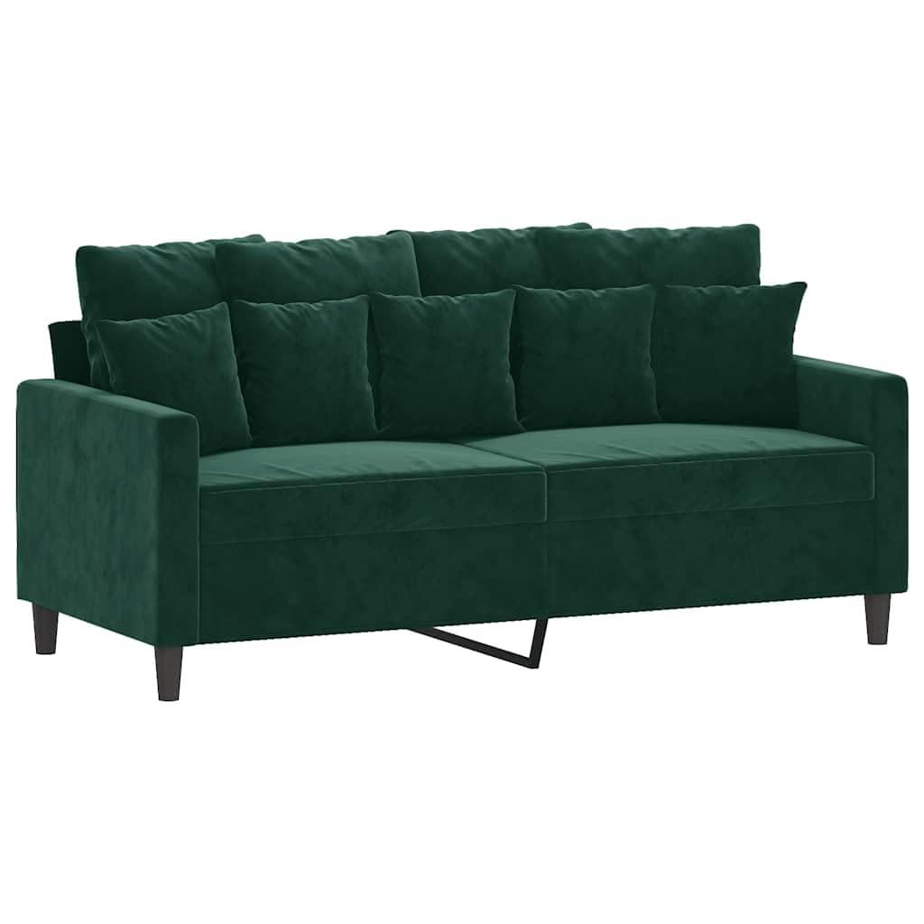 Divano a 2 posti, verde scuro, 140 cm, in velluto, con struttura in metallo, comodo divano per soggiorno, design moderno, seduta robusta