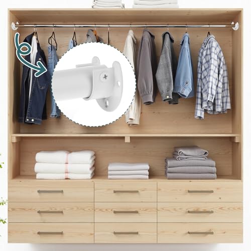 2 Packungen Edelstahl-Endstützen für Kleiderstangen, 34 mm weiß Durchmesser Robuste Kleiderstangenbuchsen Öffnungsflansch Stangenhalter U-förmige Kleiderschrankhalterung mit Schrauben für Kl