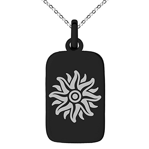Stainless Steel Apollo Greek God of Sun Symbol Small Rectangle Dog Tag Charm Pendant Necklace