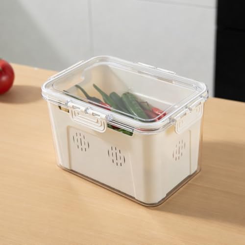 Image of HOKIPO BPA Free Food Grade Plastic Fridge Storage Containers with Lid - Crisper Containers for Fresh Vegetables, Fruits & Food | Freezer & Kitchen Organizer Set for Home Use (AR-6711)