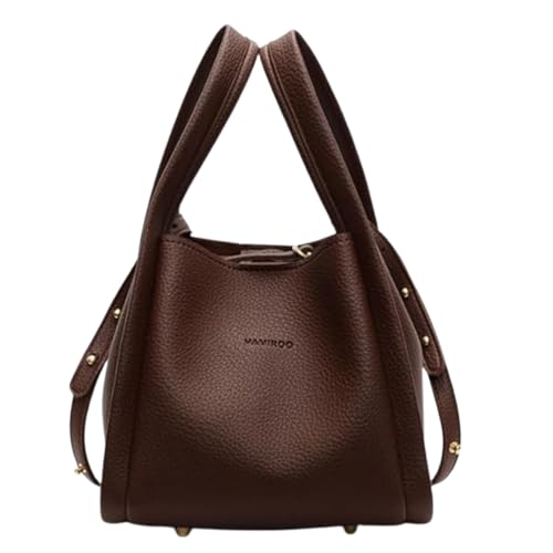 EEJBYTDI Bolso tipo cubo para mujer, estilo vintage, de piel, tipo cubo, tipo tote, estilo vintage (Dark Brown)