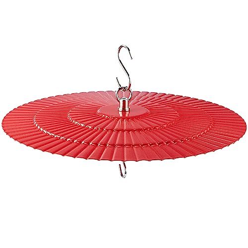 11.2' Metal Bird Feeder Rain Guard, Red Dome Shield Cover Umbrella Shade for Hummingbird Oriole Feeder, Baffles for Bird Feeders