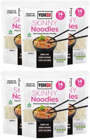 Yumsu Skinny Konjac Noodles 380g Low Calorie Low Carb Shirataki Noodles Gluten Free Vegan Keto Friendly Ready in 2 3 Minutes No Boil 6-Pack