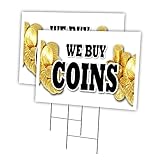 WE Buy Coins 2 Pack of 12' x 16' Yard Sign & Stake | Advertise Your Business | Stake Included Image On Both Sides | Made in The USA