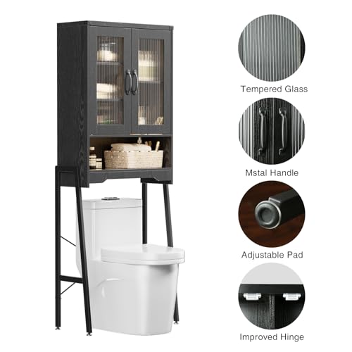 image for FiveWillowise Over The Toilet Storage Cabinet with Tempered Glass Door