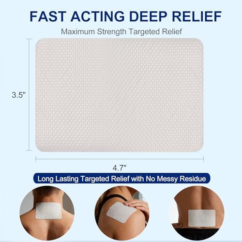 Pain Relief Gel Patches Lidocaine 4% Maximum Strength,12 Hours Pain Relieving Patch,Flexible Back Pain Relief Gel Patches for Knee Neck Shoulder Hand Muscle- Soreness Topical Analgesic-(20 PCS)-a - 2