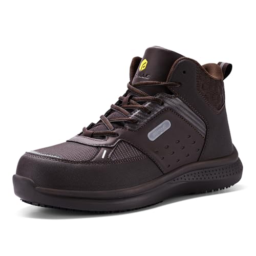 Image of FitVille Wide Work Boots for Men Composite Toe Safety Work Shoes Slip-Resistant Work Boots Waterproof Lightweight - SteelCore