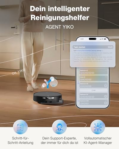 ECOVACS DEEBOT T90 PRO Omni Saugroboter mit Wischfunktion, Roboterstaubsauger 30.000 Pa, Schnellladen mit PowerBoost, OZMO Roller 3.0 mit TruEdge, automatische Dosierung der Reinigungslösung, Schwarz