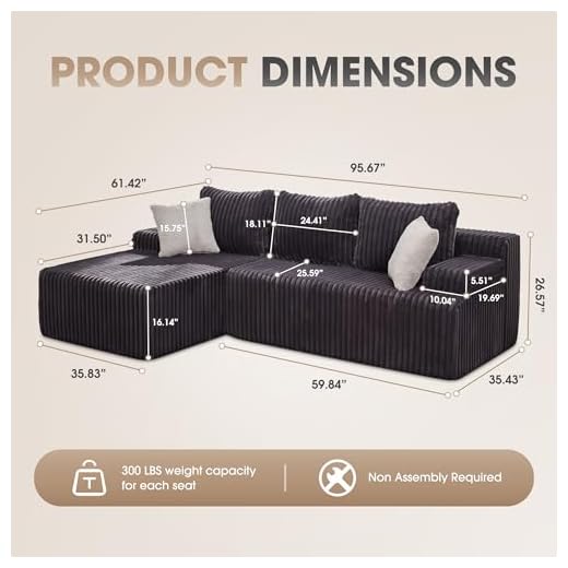 Modular L-Shape Sectional Sofa with Chaise