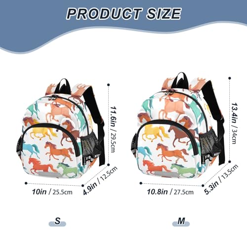 Kid's Backpack for Boys & Girls Toddler Bag Horse Pattern Backpack with Safety Leash2