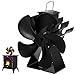 Produktbild yumcute Holzofen-Ventilator 5 Flügel Leiser Betrieb Holzwärmebetriebener Ventilator für Holzofen/Holzofen/Kamin - Farbe Schwarz