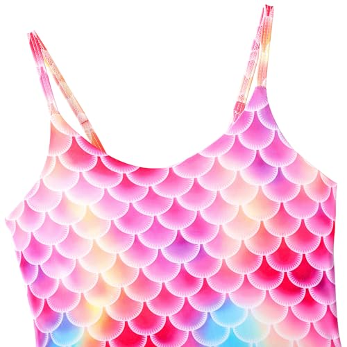 Image of Girl's One Piece Swimsuit Mermaid Swimwear Bathing Suit with Ruffle Skirt