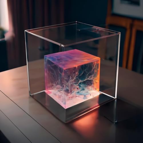 Image of Premium Acrylic Display Box with Black Base | Transparent Dust-Resistant Cube for Toys, Models & Memorabilia (4x4x4 Inch)