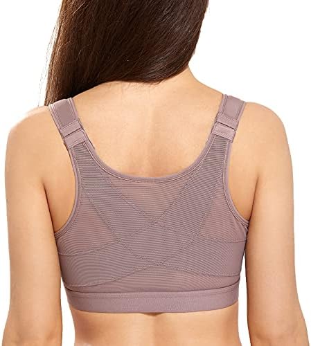 Delimira Women's Front Fastening Bras Non Wired Posture Correcting Back Support Post Surgery Bra Plus Size Comfort