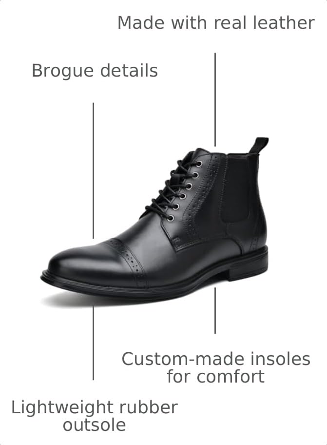 Image of ArcBrothers Men's Chelsea Boots, Relaxed Fit Roomy Toe Box Design, Premium Leather Slip-on Ankle Boots, All-Day Comfort