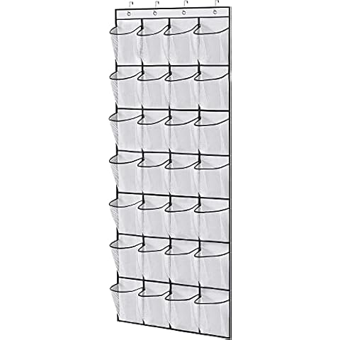 28 Large Pockets Hanging Shoe Rack Door Shoe Organizer Hanging Shoe Storage Hanger for Closet Mesh Holder (White) Cover
