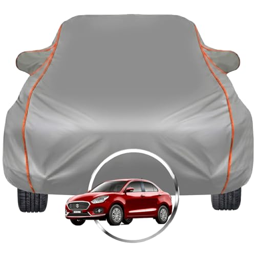 Image of Pivalo Car Cover for Maruti Suzuki Swift Dzire - Fits All Model & Year | 100% Waterproof All-Weather UV & Paint Protection | Premium 3-Layer Fabric | Triple Stitched with Reflective Piping (Grey)
