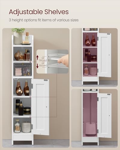 Image of VASAGLE Small Storage Corner Floor Cabinet with Door, 36.2 inch H, Cloud White
