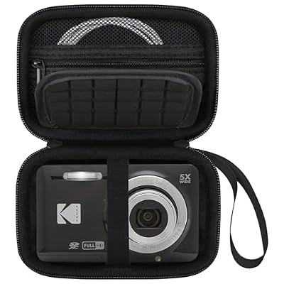 Elonbo Camera Carrying Case for KODAK PIXPRO FZ55 / FZ53 / FZ45 / FZ43 16MP Digital Camera, Vlogging Camera Storage Holder Travel Bag, Mesh Bag Fits Batteries, Cable, Memory Card, Card Reader, Black