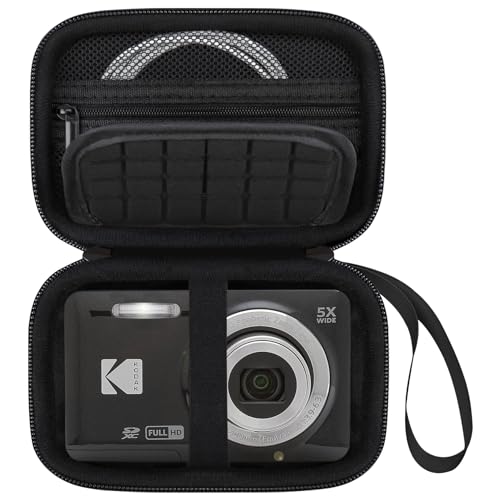 Elonbo Kamera Tragetasche für Kodak PIXPRO FZ55, FZ53, FZ45, FZ43 16MP Digitalkamera, Vlogging Kamera Aufbewahrungshalter Trave Tasche, ​ Netztasche Passend für Batterien, Kabel, Kartenleser, Schwarz