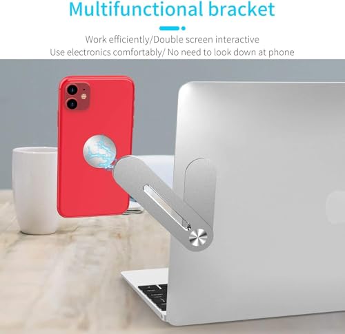 Image of SOOPII Laptop Phone Holder, Laptop or Desktop Monitor Side Mount Phone Holder, Slim Portable Foldable Smartphone Stand, Computer Monitor Expansion Bracket, Compatible with Any Phone, Silver (JDL-35)