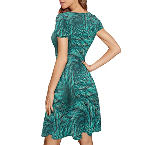 Image of Irisjudy T Shirt Dress for Women Short Sleeve Girls Short Sleeve Dress Plus Size, O Neck Knee Length Midi Dress for Ladies