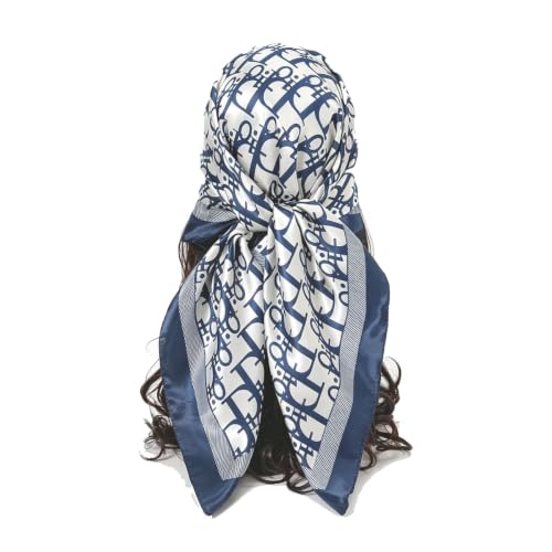 Head Scarf for Women,Silk Feeling Scarf,Bandana Square Scarf(Navy Blue)