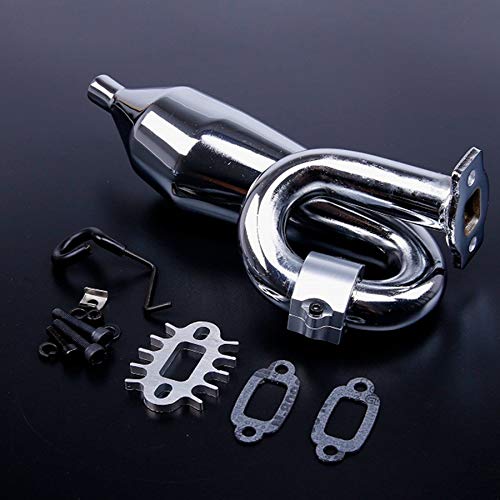 JVSISM Chrome Resonant Tube Tuned Pipe Exhaust Pipe General for 1/5 HPI Baja 5B Ss 5T 5Sc Motor Rc Car Tuned Pipe Exhaust - Thumbnail 6