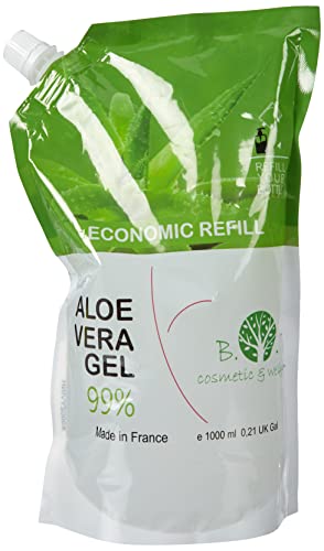 Gel de Aloe Vera 99%. Formato Ahorro 1000 ml. Cuidado de la Piel (Corporal & Facial), Cuidado del Cabello. Rejuvenece y Mejora la Apariencia de la Piel. Recarga Económica 1 kg